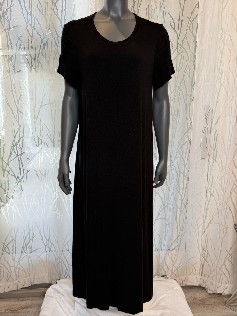 Quince Bamboo Jersey Maternity & Nursing T-Shirt Dress Black M